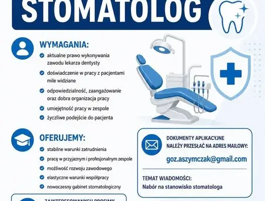 Gminny Ośrodek Zdrowia w Mściwojowie zatrudni stomatologa