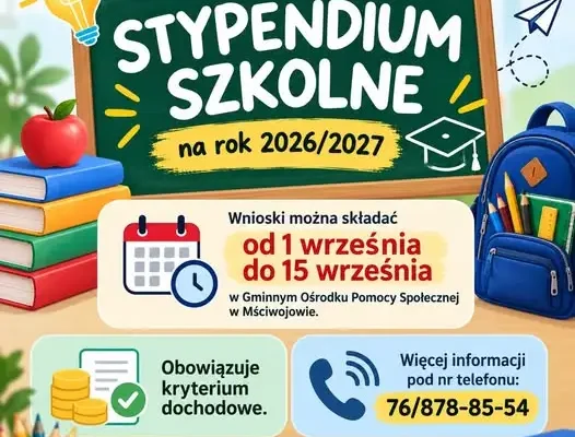 Trwa nabór wniosków o stypendium szkolne w gminie Mściwojów