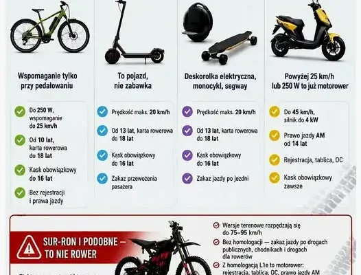Rower elektryczny, hulajnoga, Sur-Ron – sprawdź, jakie przepisy Cię dotyczą w 2026 roku