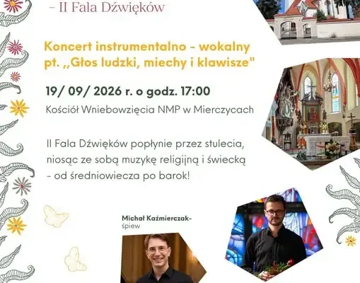 Koncert „Głos ludzki, miechy i klawisze” w Mierczycach – 19 września 2026