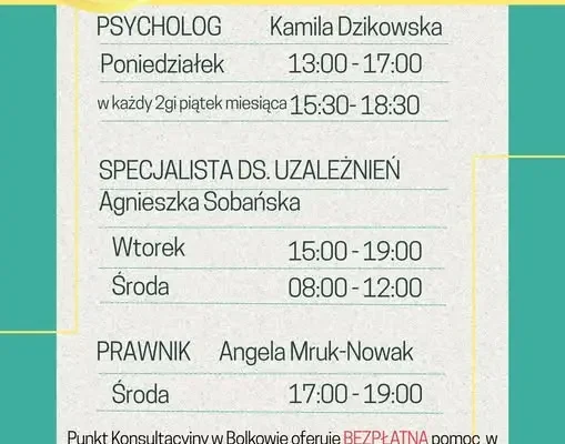 Punkt Konsultacyjny w Bolkowie – bezpłatna pomoc dla osób z uzależnieniami i ich bliskich