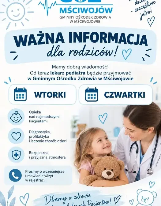 Pediatra w Mściwojowie będzie przyjmować także w czwartki