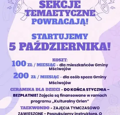 Gmina Mściwojów stawia na sekcje tematyczne – rusza nowy sezon zajęć