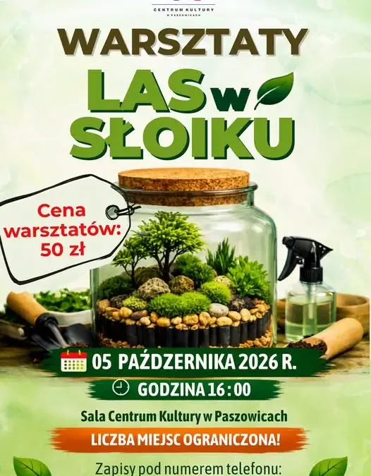 Warsztaty Lasu w Słoiku w Paszowicach – jesienna kreatywność w Centrum Kultury