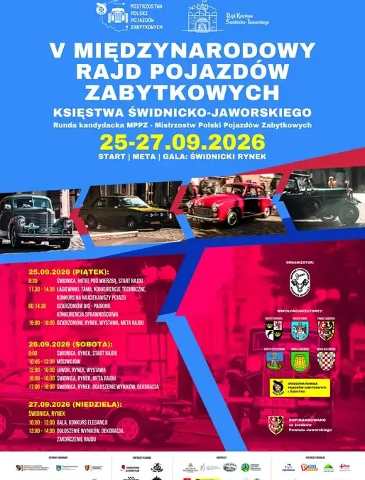V Międzynarodowy Rajd Pojazdów Zabytkowych przejedzie przez gminę Mściwojów