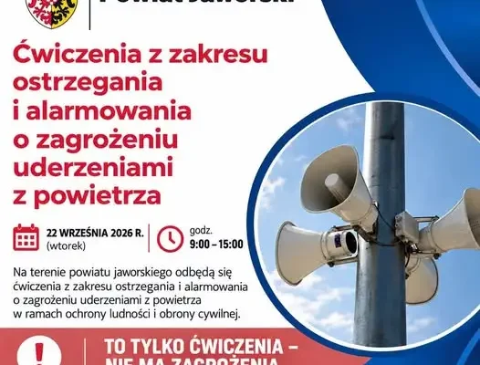 Jawor: ćwiczenia syren alarmowych 22 września 2026 – to tylko test!