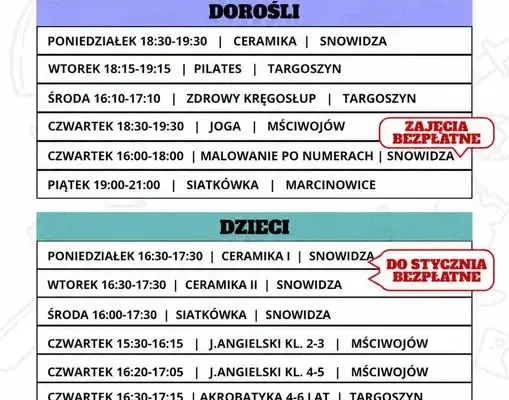 Gmina Mściwojów: ostatni dzwonek na zapisy do sekcji tematycznych