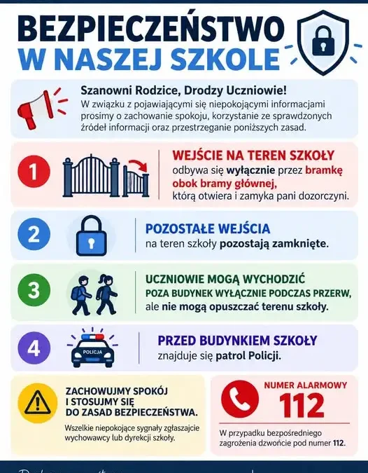 Dyrekcja Zespołu Szkół i Placówek wprowadza zaostrzone zasady bezpieczeństwa
